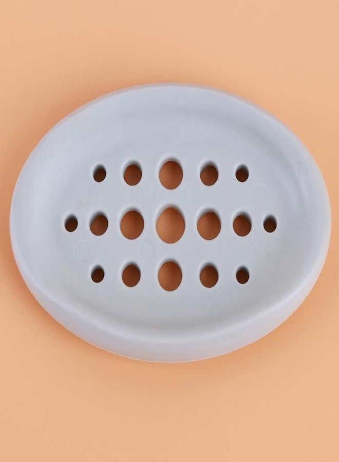 Mockery Soap Holder Tray with Drain Holes for Shower Scrubber Bathroom Kitchen Sponge, Self Draining Non-Slip Stand Soap Holder, Silicone Drainer Dish (White) - Image 1